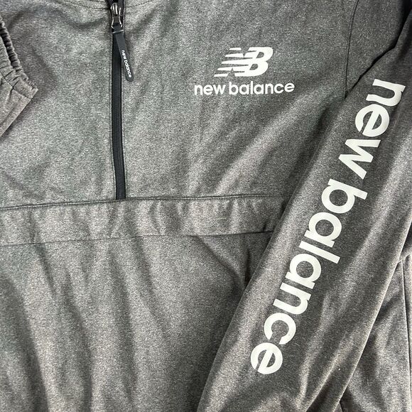 New Balance 1/4 Zip Mens Large Water Resistant Soft Shell Hoodie Jacket Gray - Picture 7 of 10